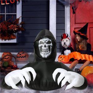 6.8FT Width Inflatables Grim Reaper Outdoor Halloween Decoration Blow Up, Black